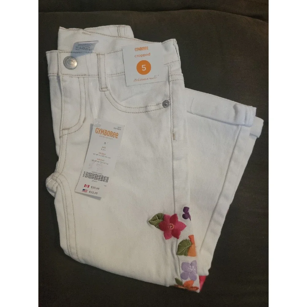 Gymboree surf adventure white cropped pants size 5 nwt